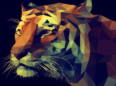 Diamond Painting Kleuren tijger tekening met Ronde steentjes 80x100cm - Beste Kwaliteit